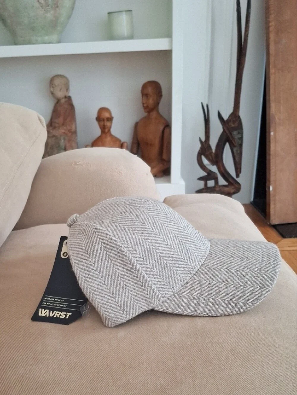 Men's Herringbone Baseball Cap in Light Gray